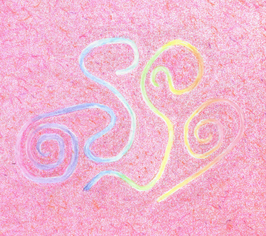 This is a light code, drawn in colored pencil, which means "Chullee" or Joy in Being.