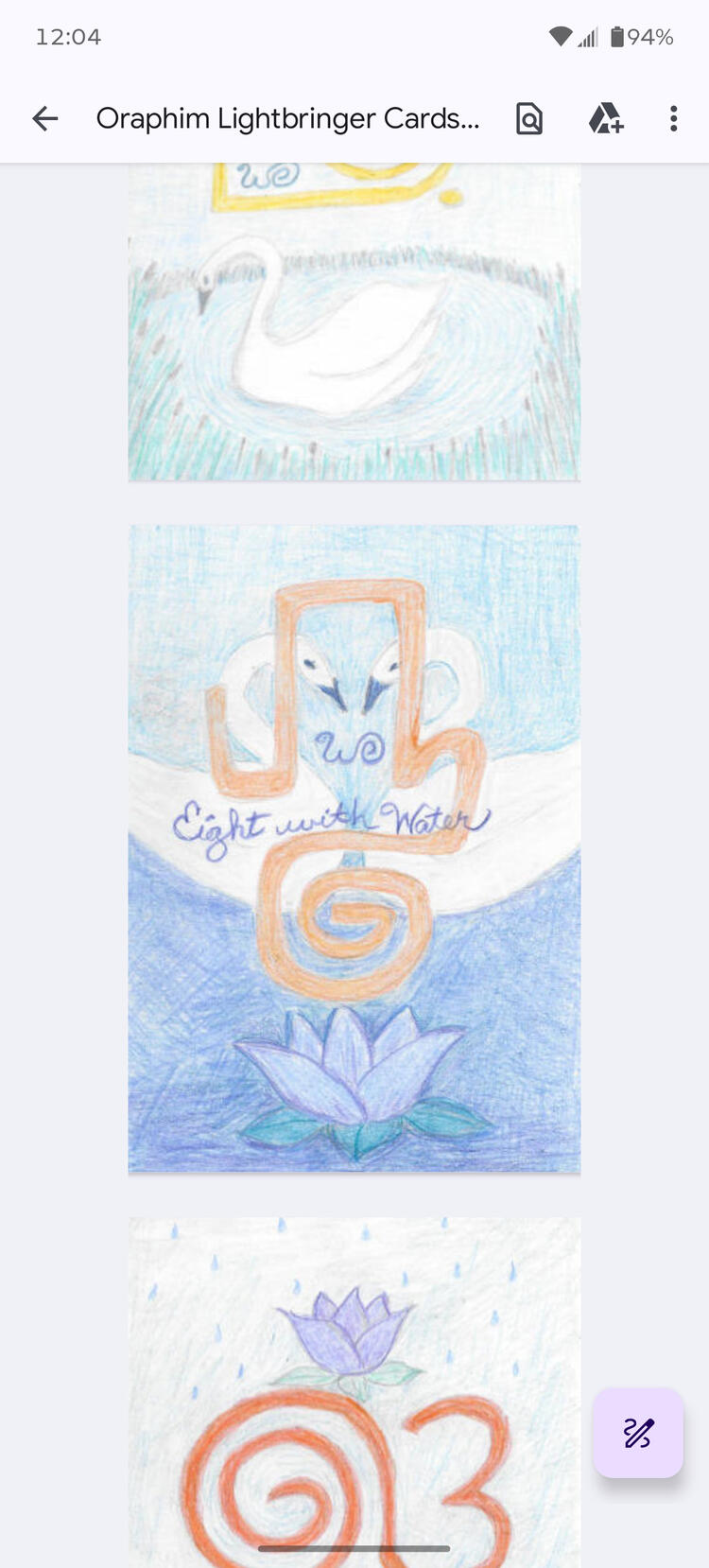 Eight with Water Card, shown on a phone